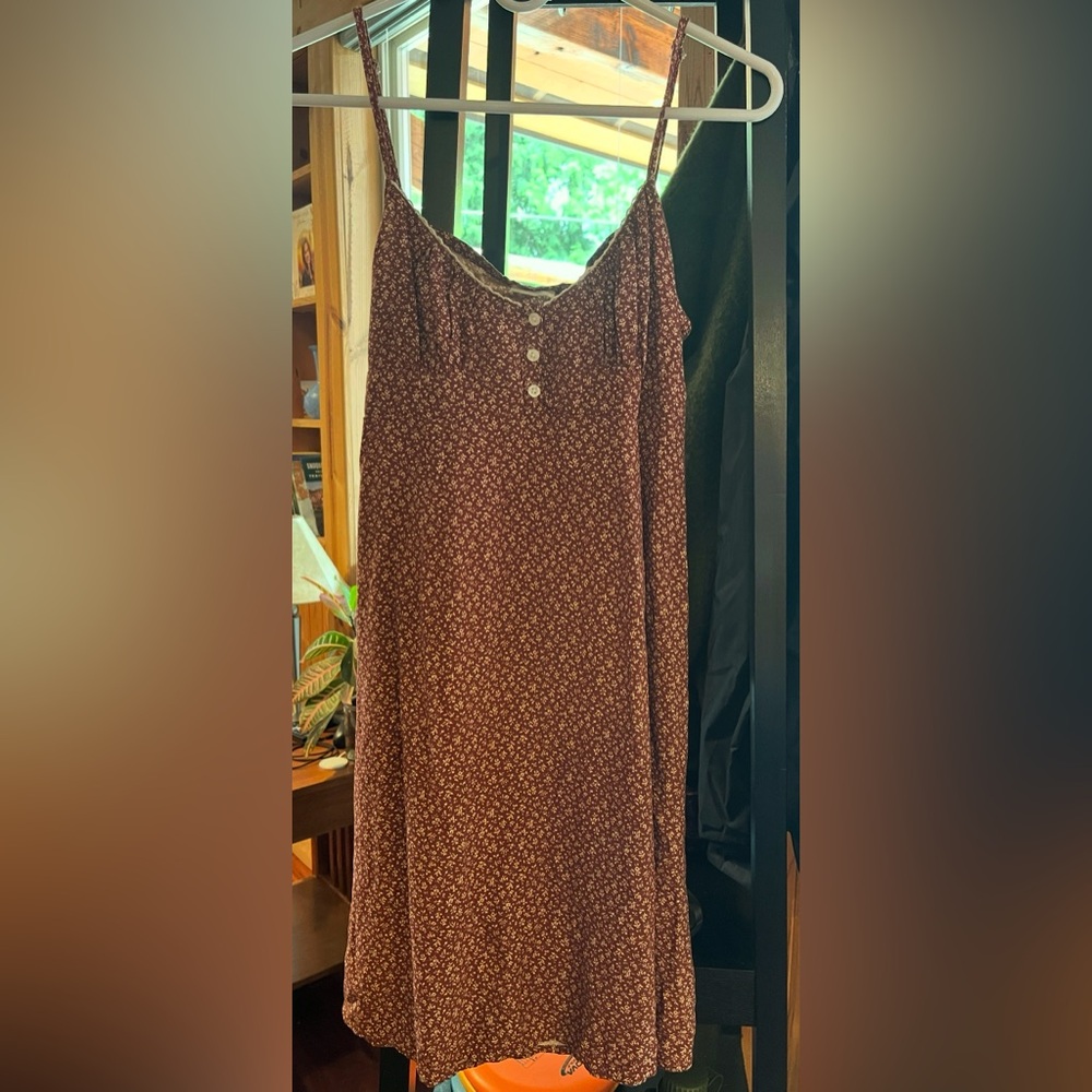 Brandy Melville Burgundy Flower Print Buttoned Sundress